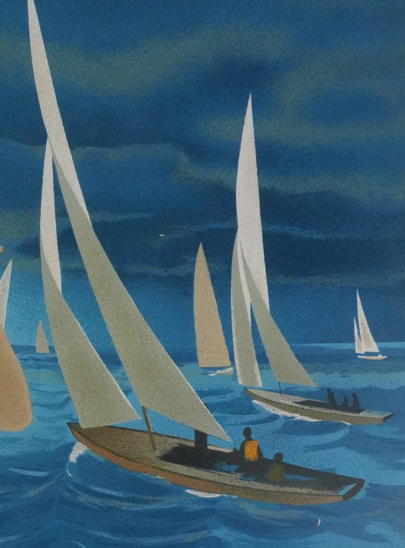 Yves GANNE : La jetée à Deauville, Lithographie originale signée