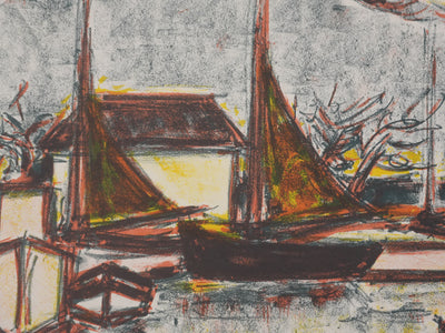 Jean DRIES : Les voiliers, Lithographie originale signée