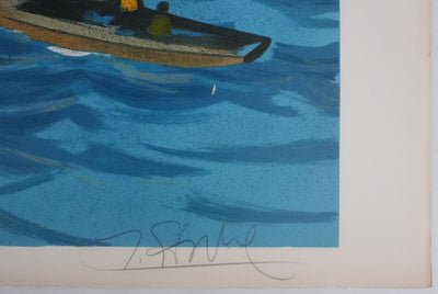 Yves GANNE : La jetée à Deauville, Lithographie originale signée