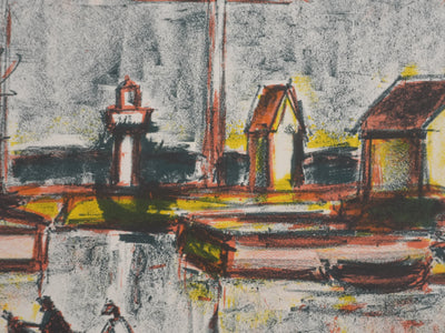 Jean DRIES : Les voiliers, Lithographie originale signée