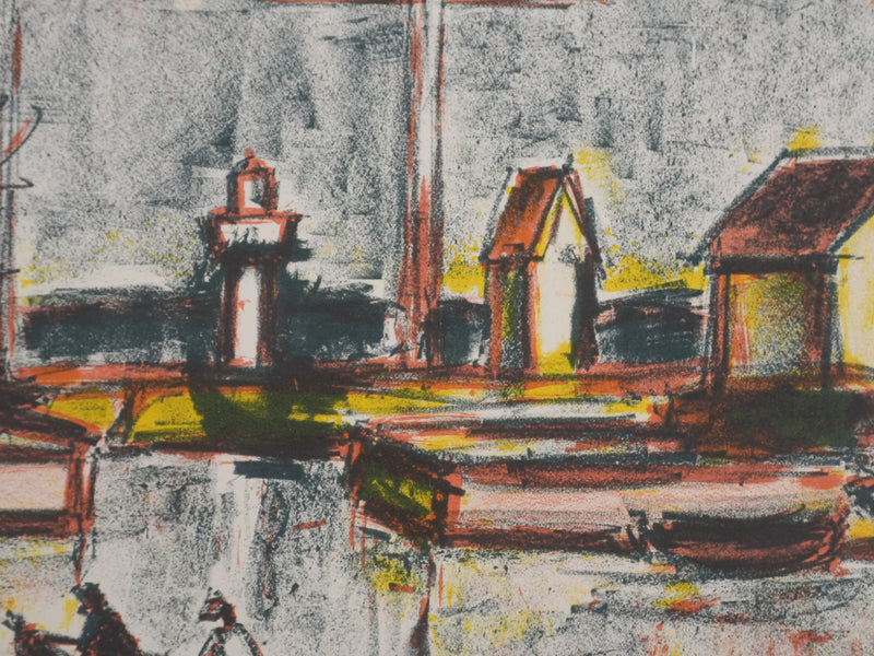 Jean DRIES : Les voiliers, Lithographie originale signée