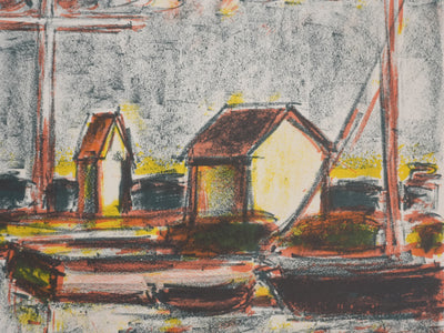 Jean DRIES : Les voiliers, Lithographie originale signée