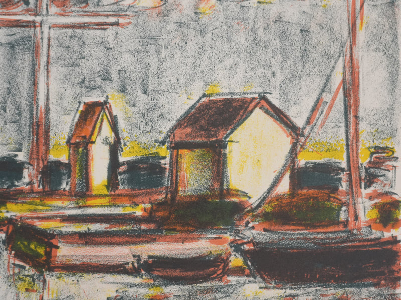 Jean DRIES : Les voiliers, Lithographie originale signée