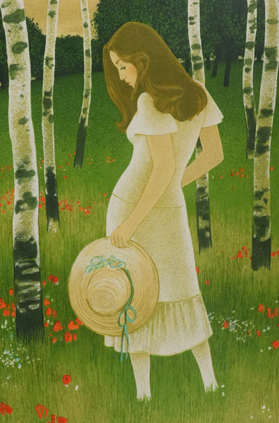 Yves GANNE : Femme au chapeau II, Lithographie originale signée