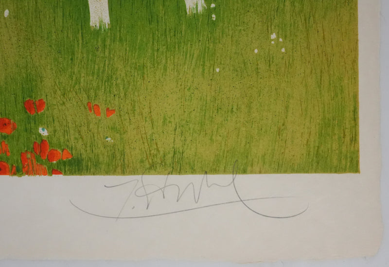 Yves GANNE : Femme au chapeau II, Lithographie originale signée