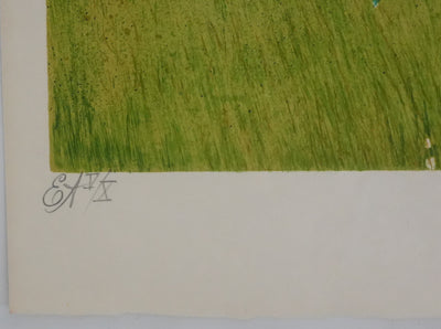 Yves GANNE : Femme au chapeau II, Lithographie originale signée