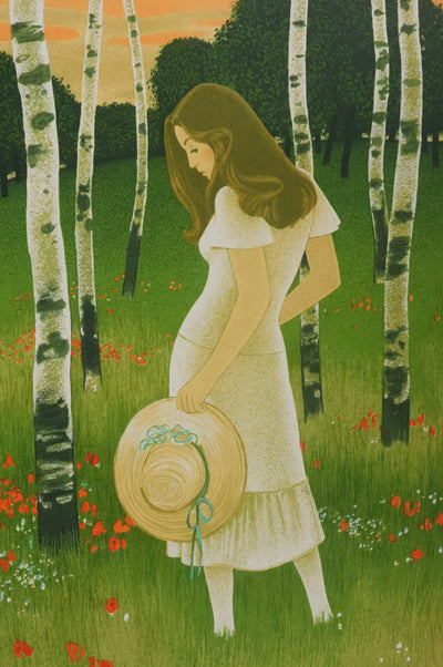 Yves GANNE : Femme au chapeau, Lithographie originale signée