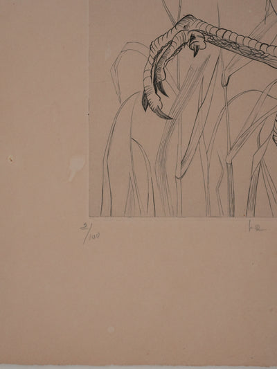 Yvette MELLIER : La perdrix, Gravure originale signée
