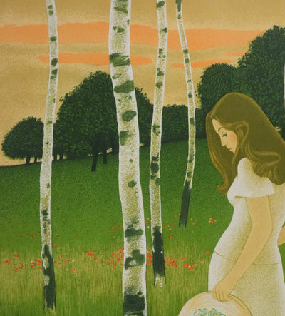 Yves GANNE : Femme au chapeau, Lithographie originale signée