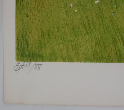 Yves GANNE : Femme au chapeau, Lithographie originale signée