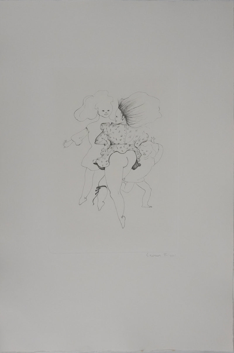 Léonor FINI : La danse des jeunes filles (noir), Gravure originale signée