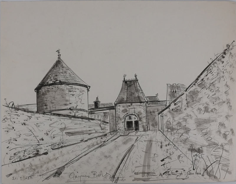Jacques BIRR : La ferme du château, Dessin original signé