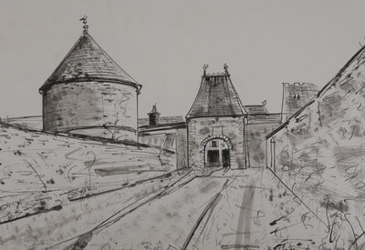 Jacques BIRR : La ferme du château, Dessin original signé