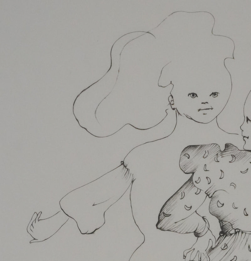 Léonor FINI : La danse des jeunes filles (noir), Gravure originale signée