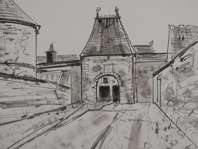 Jacques BIRR : La ferme du château, Dessin original signé