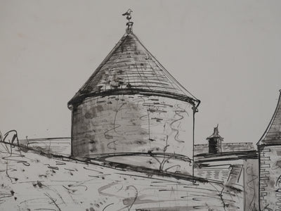 Jacques BIRR : La ferme du château, Dessin original signé
