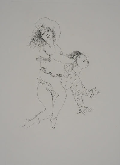 Léonor FINI : A califourchon (noir), Gravure originale signée