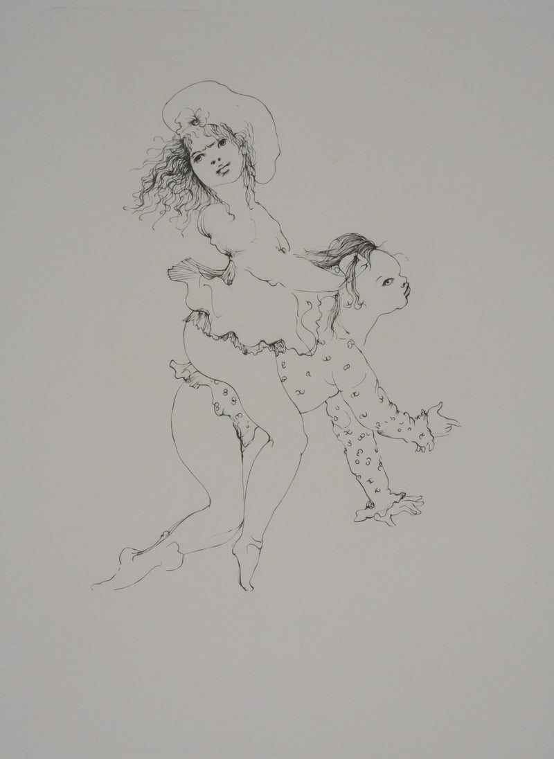 Léonor FINI : A califourchon (noir), Gravure originale signée