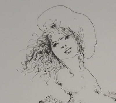 Léonor FINI : A califourchon (noir), Gravure originale signée