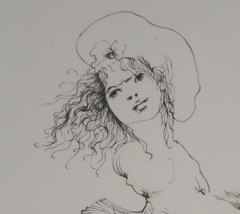 Léonor FINI : A califourchon (noir), Gravure originale signée