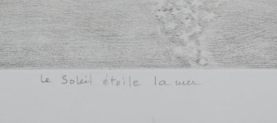 Camille COMBE : Le soleil étoile la mer, Gravure originale signée