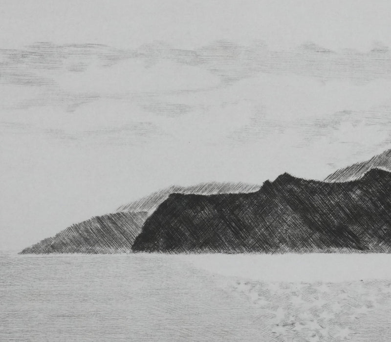 Camille COMBE : Le soleil étoile la mer, Gravure originale signée