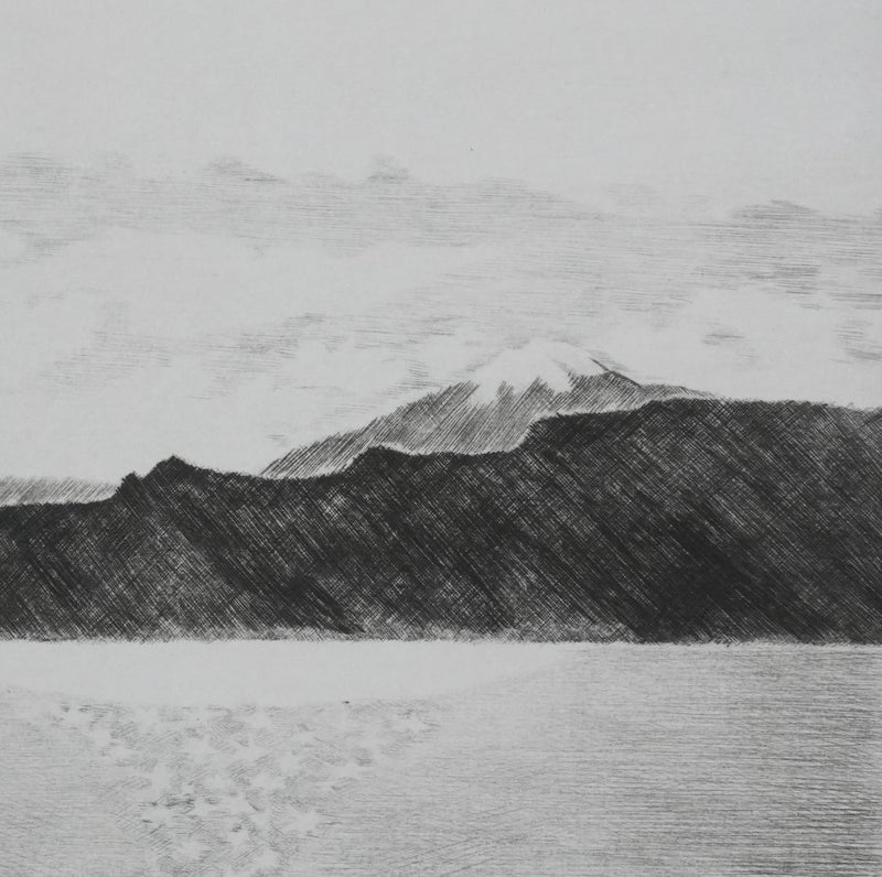Camille COMBE : Le soleil étoile la mer, Gravure originale signée
