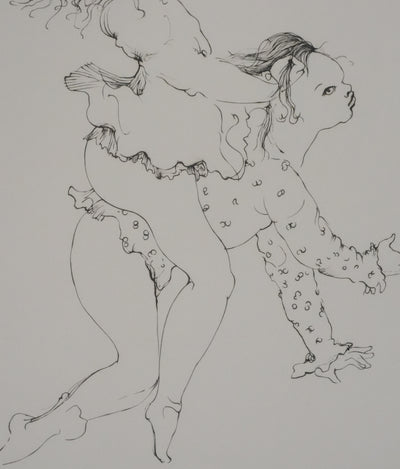 Léonor FINI : A califourchon (noir), Gravure originale signée