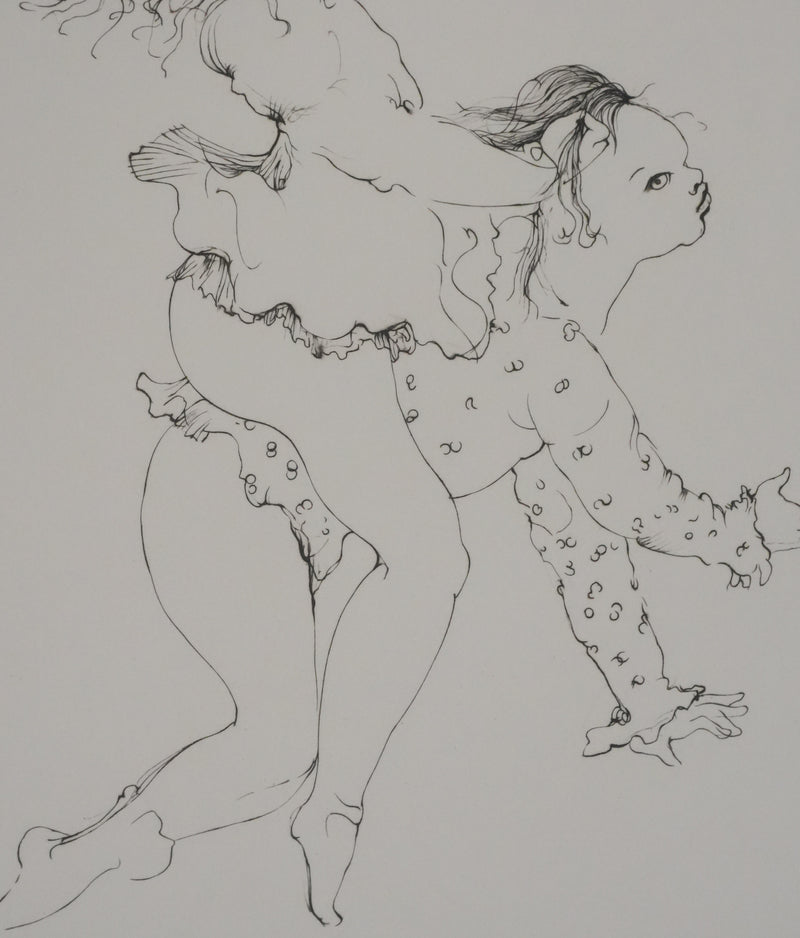 Léonor FINI : A califourchon (noir), Gravure originale signée