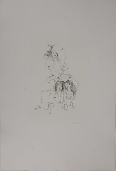 Léonor FINI : A saute-mouton (noir), Gravure originale signée