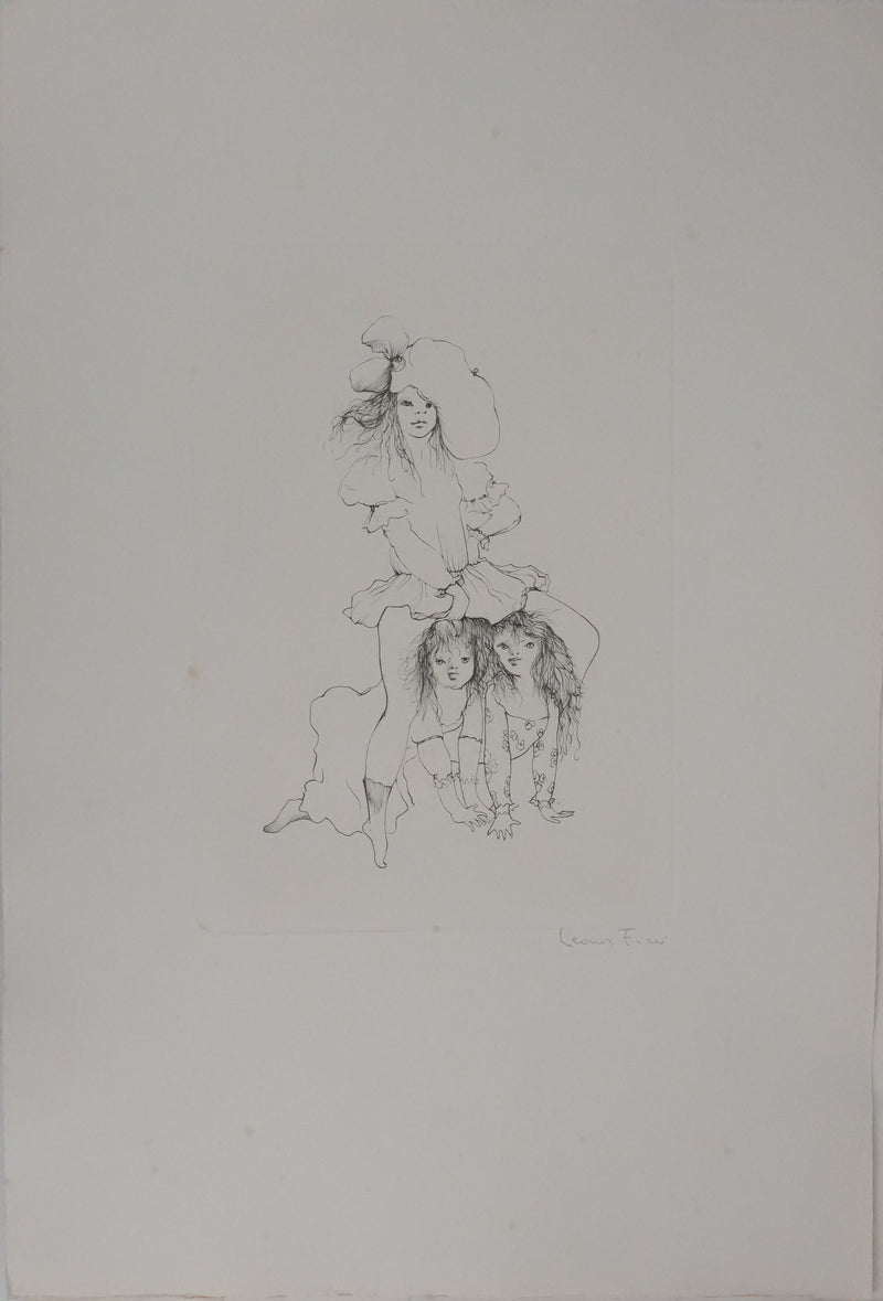 Léonor FINI : A saute-mouton (noir), Gravure originale signée