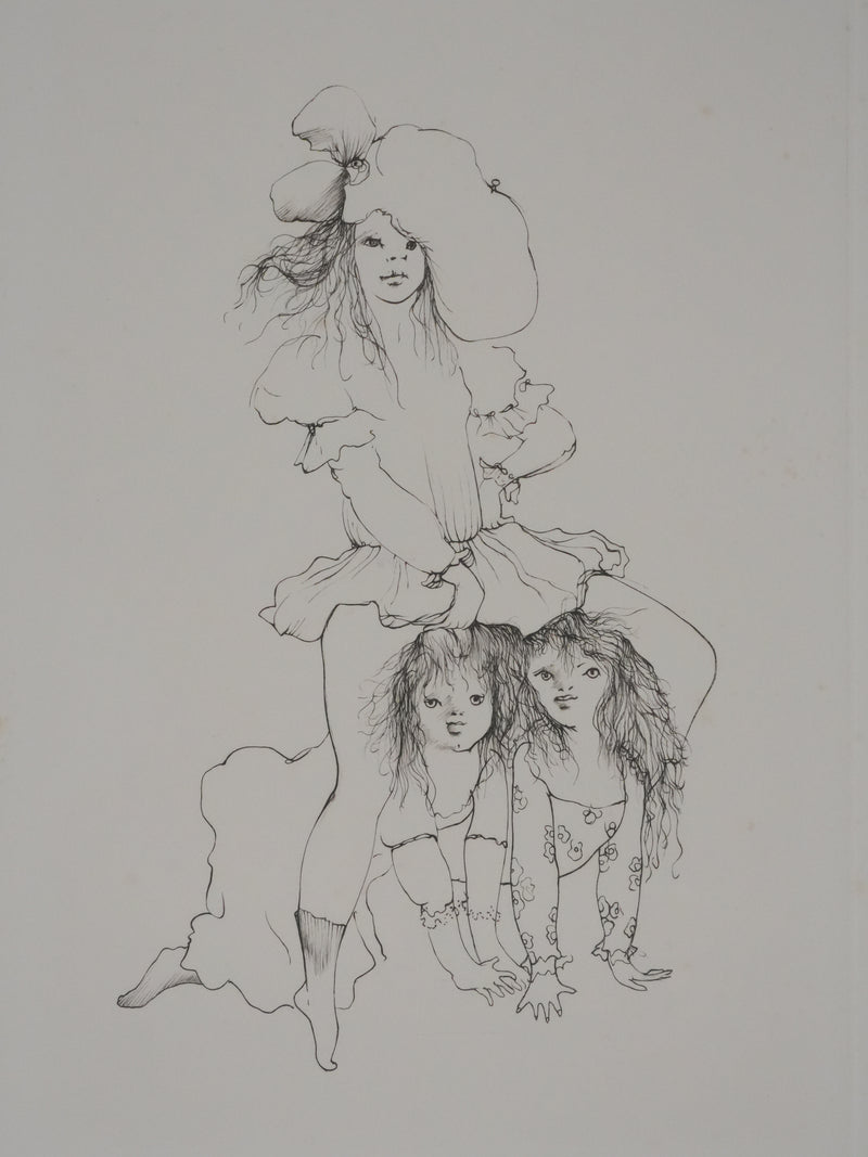 Léonor FINI : A saute-mouton (noir), Gravure originale signée