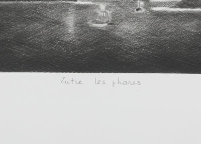 Camille COMBE : Entre les phares, Gravure originale signée