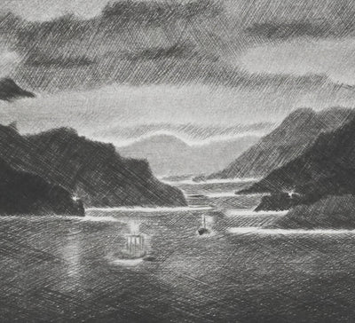 Camille COMBE : Entre les phares, Gravure originale signée