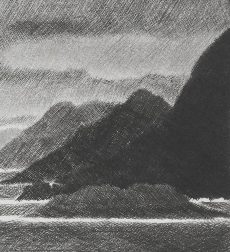Camille COMBE : Entre les phares, Gravure originale signée