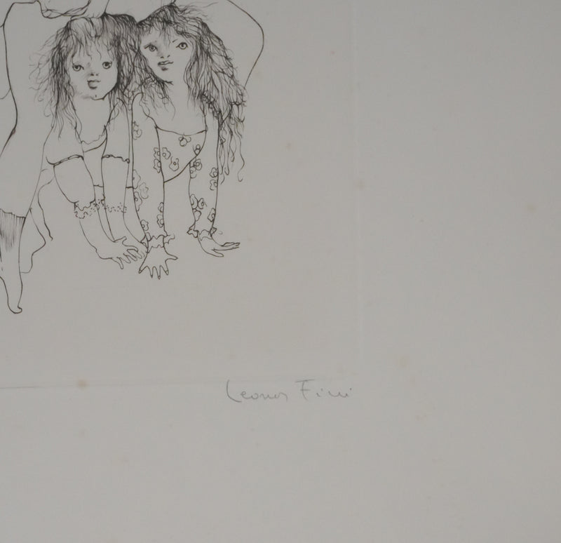 Léonor FINI : A saute-mouton (noir), Gravure originale signée