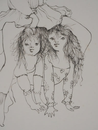 Léonor FINI : A saute-mouton (noir), Gravure originale signée