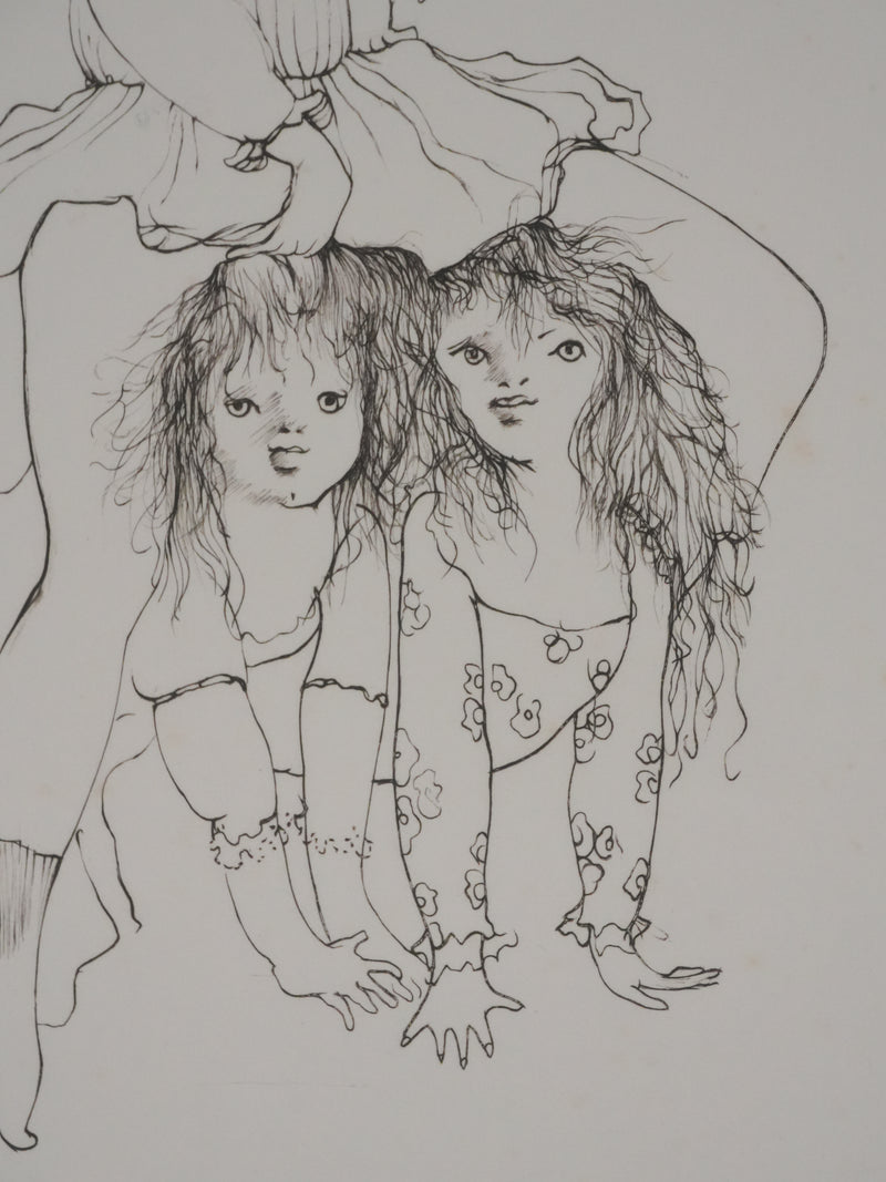 Léonor FINI : A saute-mouton (noir), Gravure originale signée