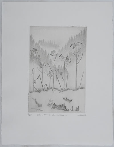 Camille COMBE : Au hasard du chemin, Gravure originale signée