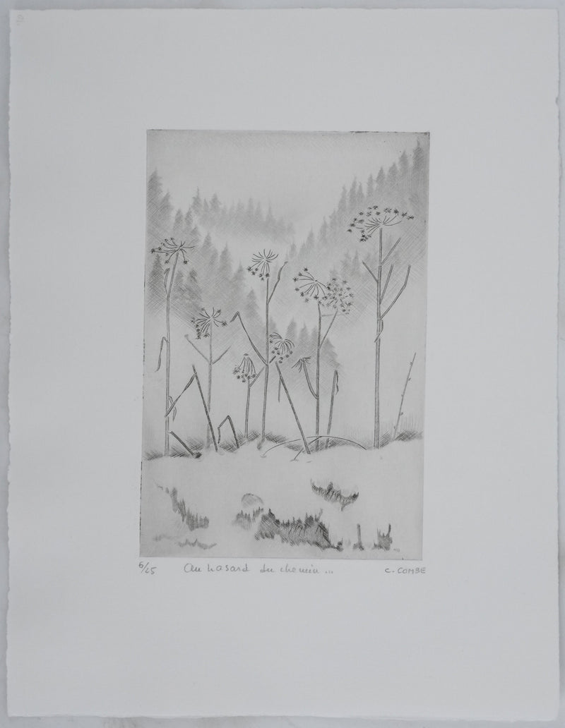 Camille COMBE : Au hasard du chemin, Gravure originale signée