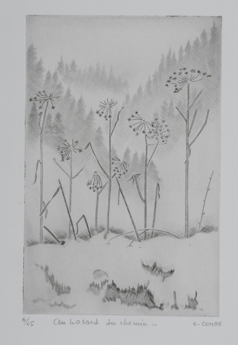 Camille COMBE : Au hasard du chemin, Gravure originale signée
