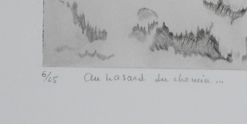 Camille COMBE : Au hasard du chemin, Gravure originale signée