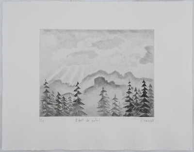 Camille COMBE : Effet de soleil, Gravure originale signée