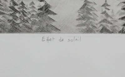Camille COMBE : Effet de soleil, Gravure originale signée