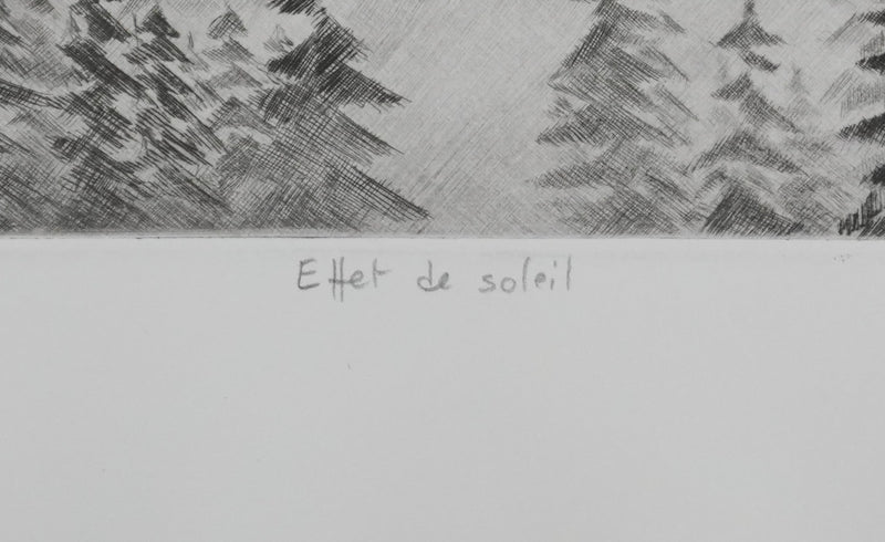 Camille COMBE : Effet de soleil, Gravure originale signée