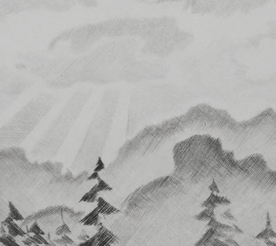 Camille COMBE : Effet de soleil, Gravure originale signée