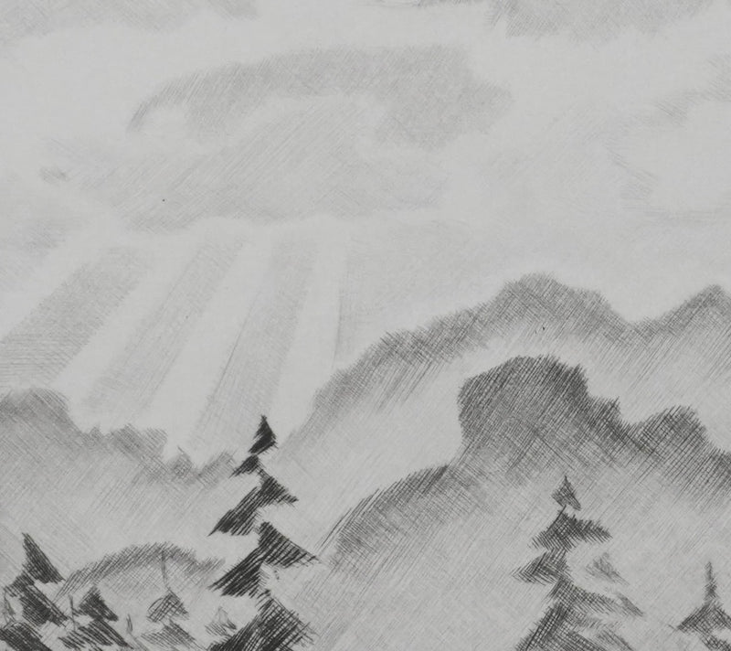 Camille COMBE : Effet de soleil, Gravure originale signée
