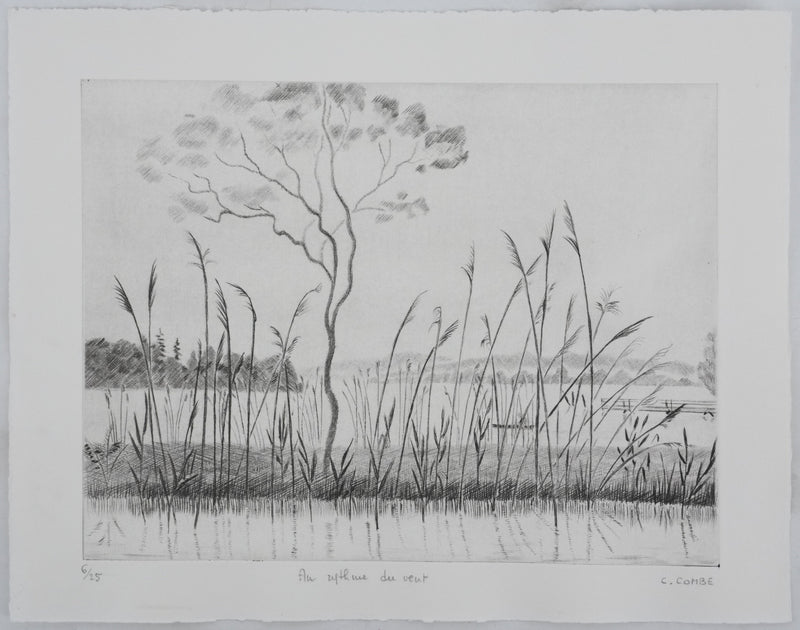 Camille COMBE : Au rythme du vent, Gravure originale signée