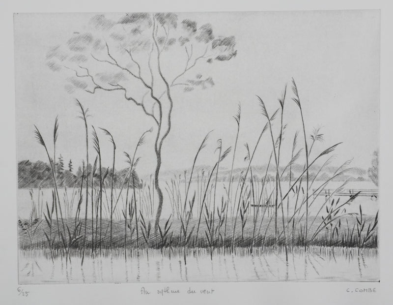 Camille COMBE : Au rythme du vent, Gravure originale signée