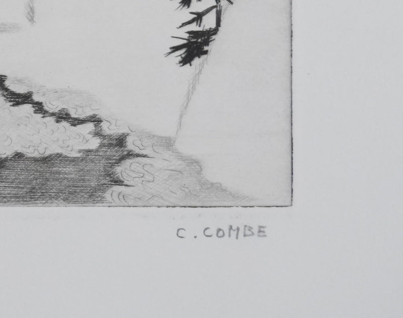 Camille COMBE : Feuilles de glace, Gravure originale signée